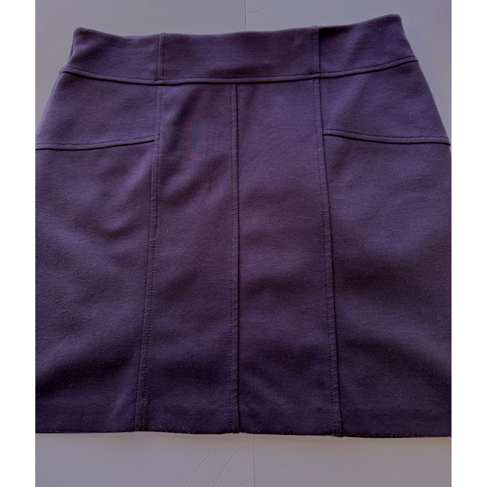 Knit Mini Skirt Navy Petite Medium Stretchy Paneled Pockets Simply Vera